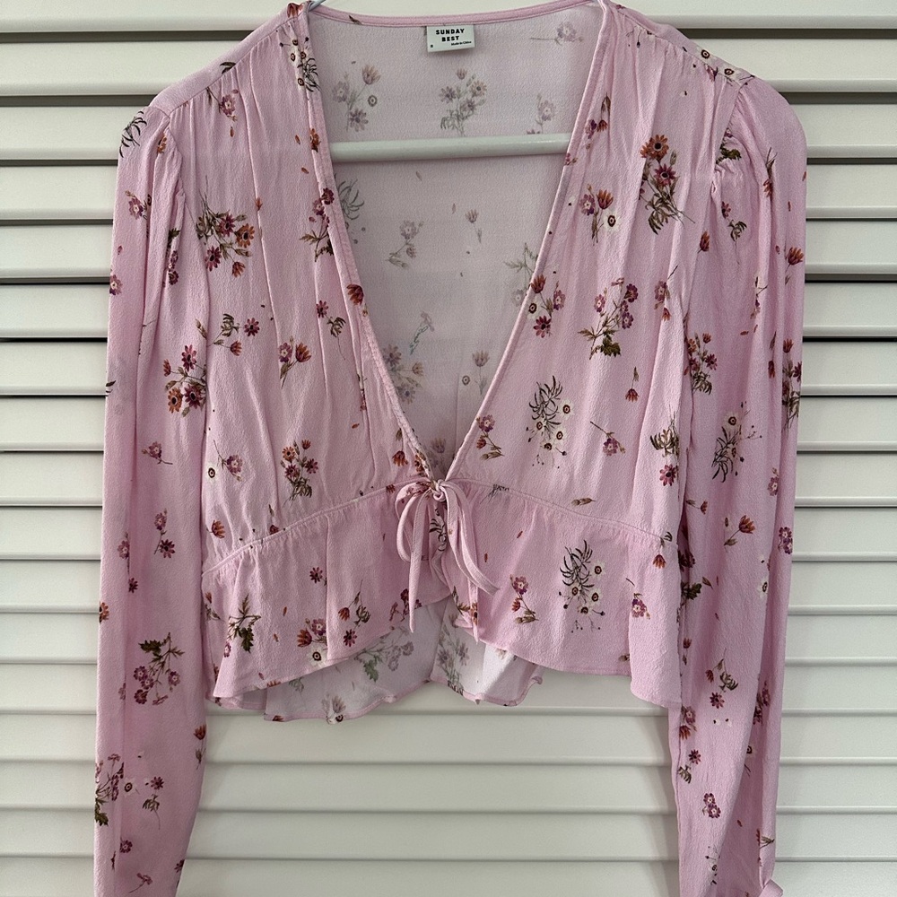 Aritzia Sunday Best Pink Floral Blouse